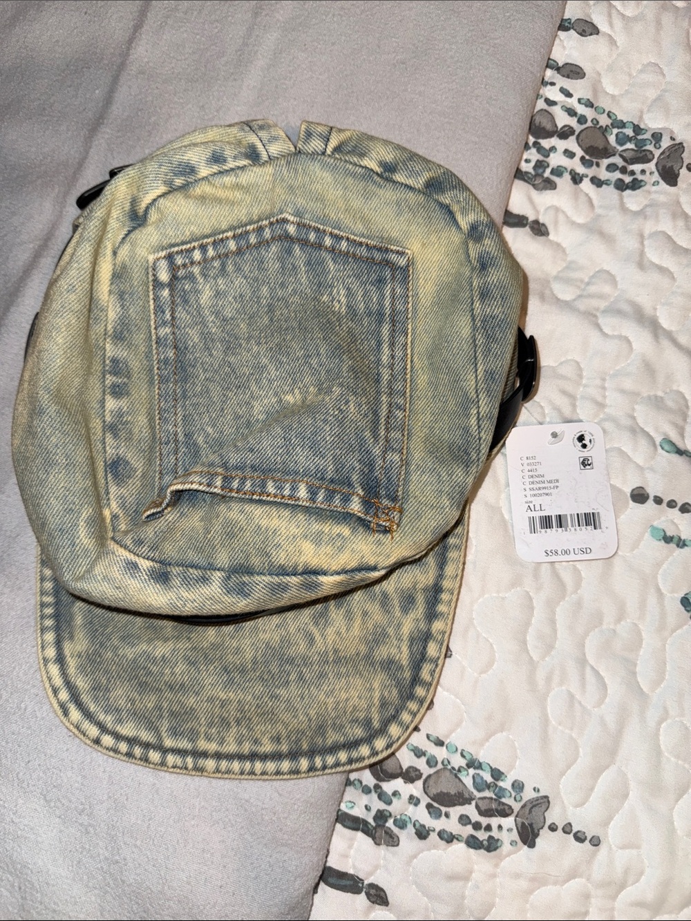 Free People Washed Denim Cadet Hat Cap - Picture 5 of 5